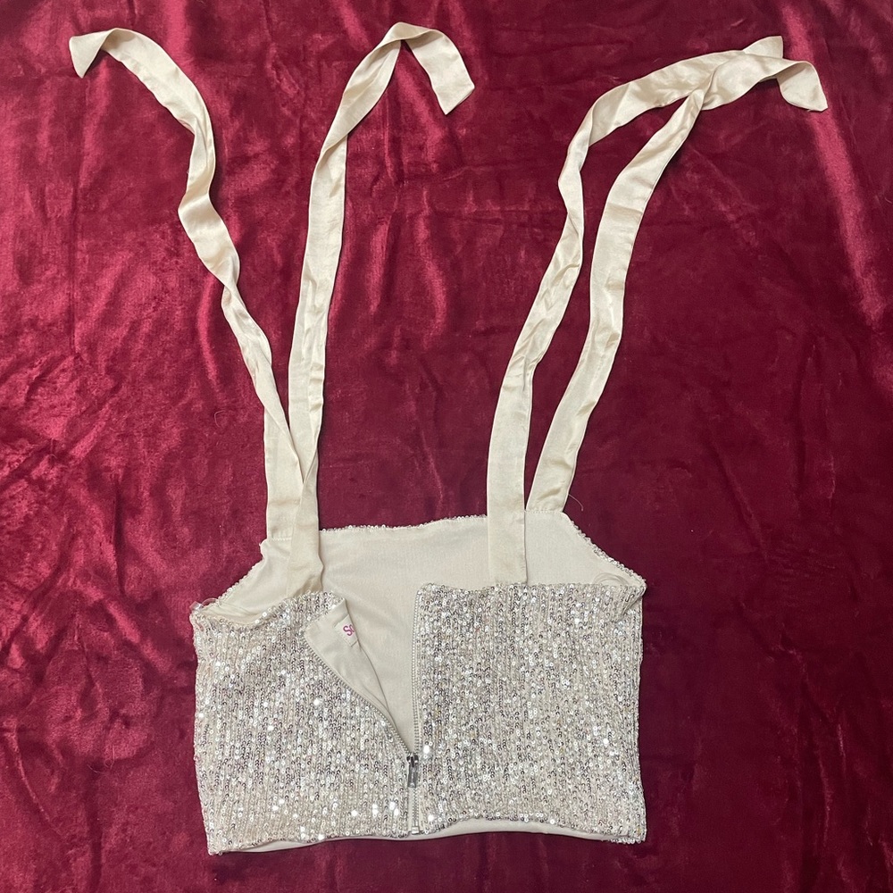 Sz Md Champagne Sequin 2 Piece Top Set (Worn Once) ✨ - Picture 11 of 16